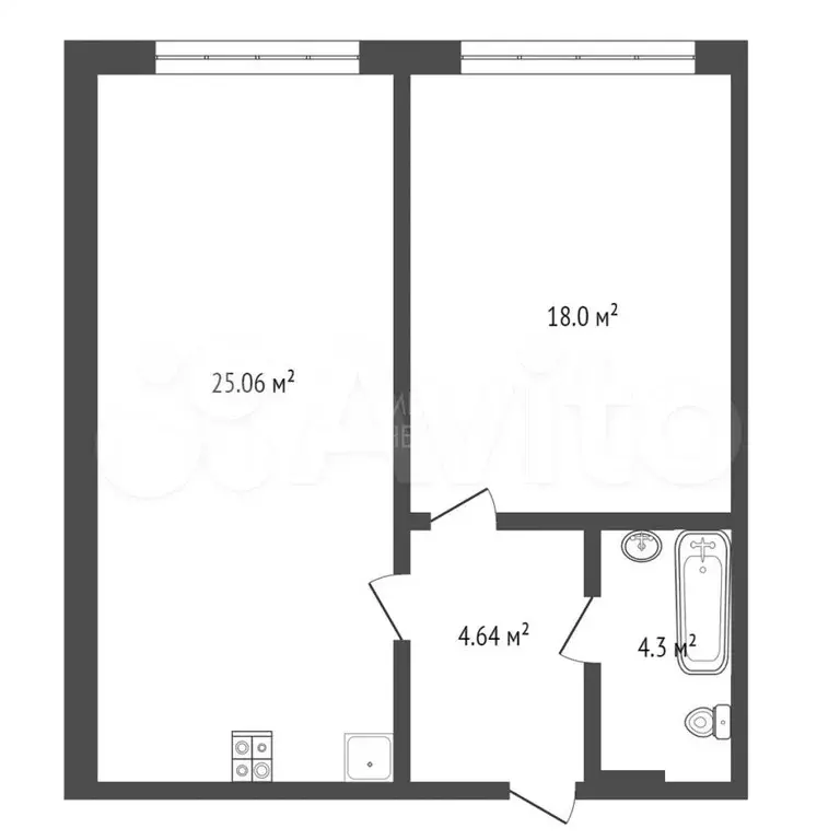 1-к. квартира, 53 м, 2/4 эт. - Фото 0