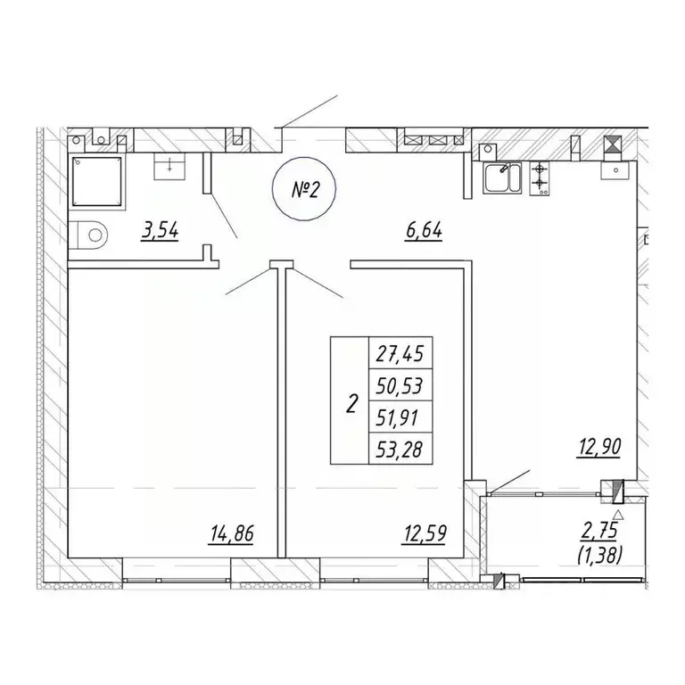 2-к кв. Калининградская область, Зеленоградск  (53.28 м) - Фото 1