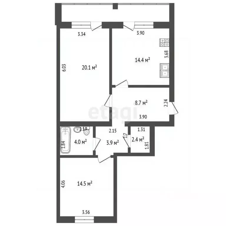 2-к кв. Архангельская область, Котлас ул. Маяковского, 36Б (68.0 м) - Фото 1