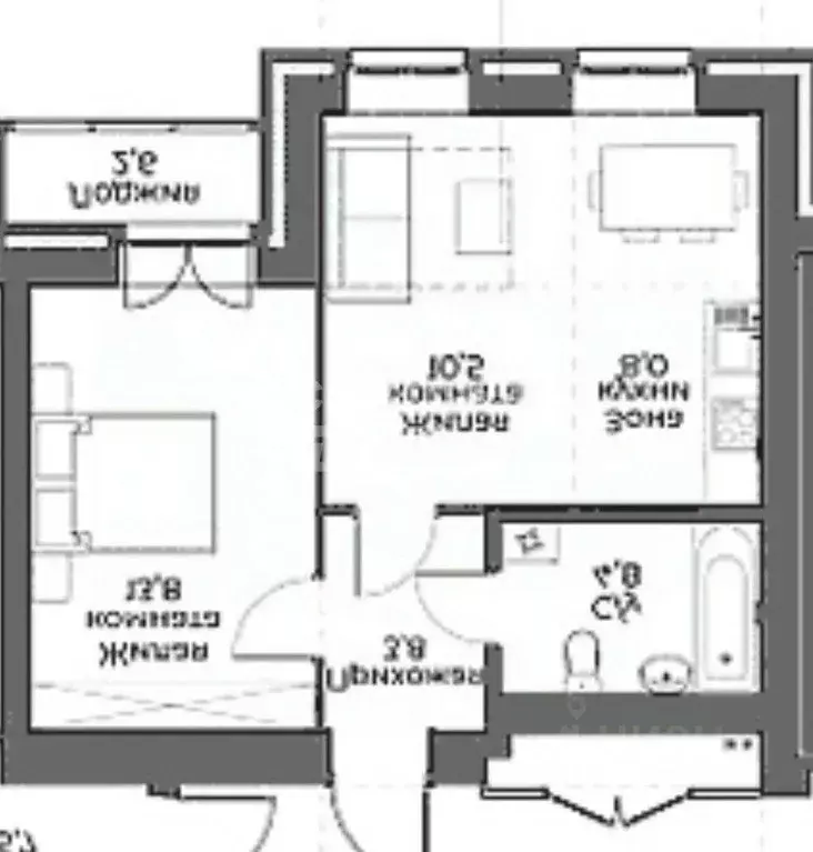1-к кв. Новосибирская область, Новосибирск Кубовая ул., 53/1 (41.0 м) - Фото 2