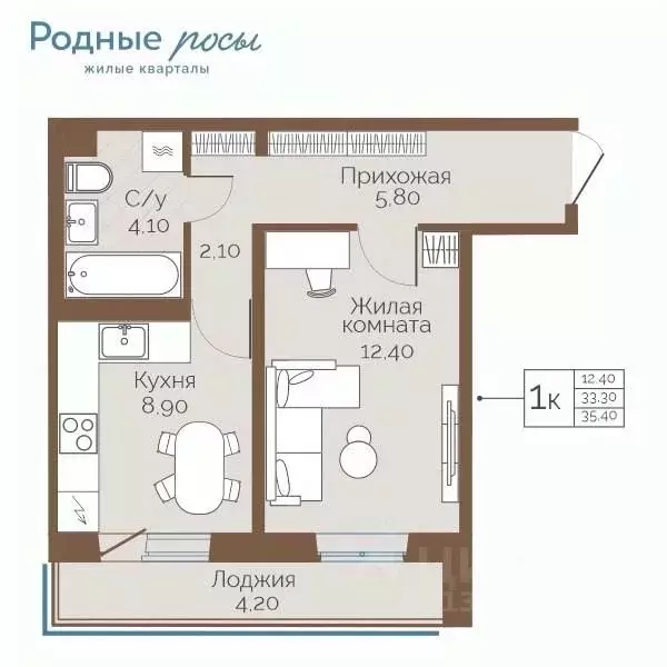 1-к кв. Пермский край, Пермский муниципальный округ, с. Фролы ул. ... - Фото 1