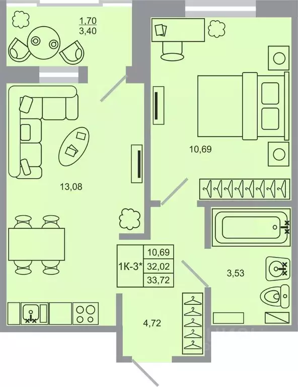 1-к кв. Ленинградская область, Всеволожский район, пос. Бугры Стороны ... - Фото 1