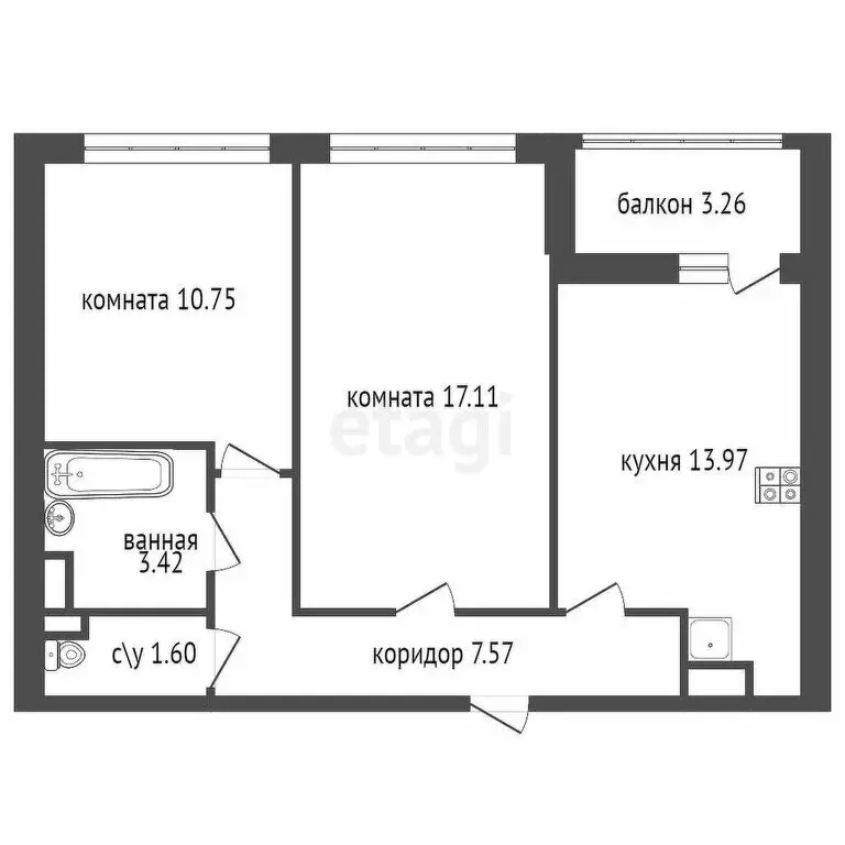 2-комнатная квартира: Санкт-Петербург, Кузнецовская улица, 6 (44.4 м) - Фото 2