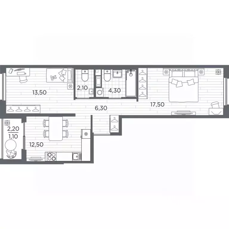 2-к кв. Санкт-Петербург Плюс Пулковский жилой комплекс (57.3 м) - Фото 1