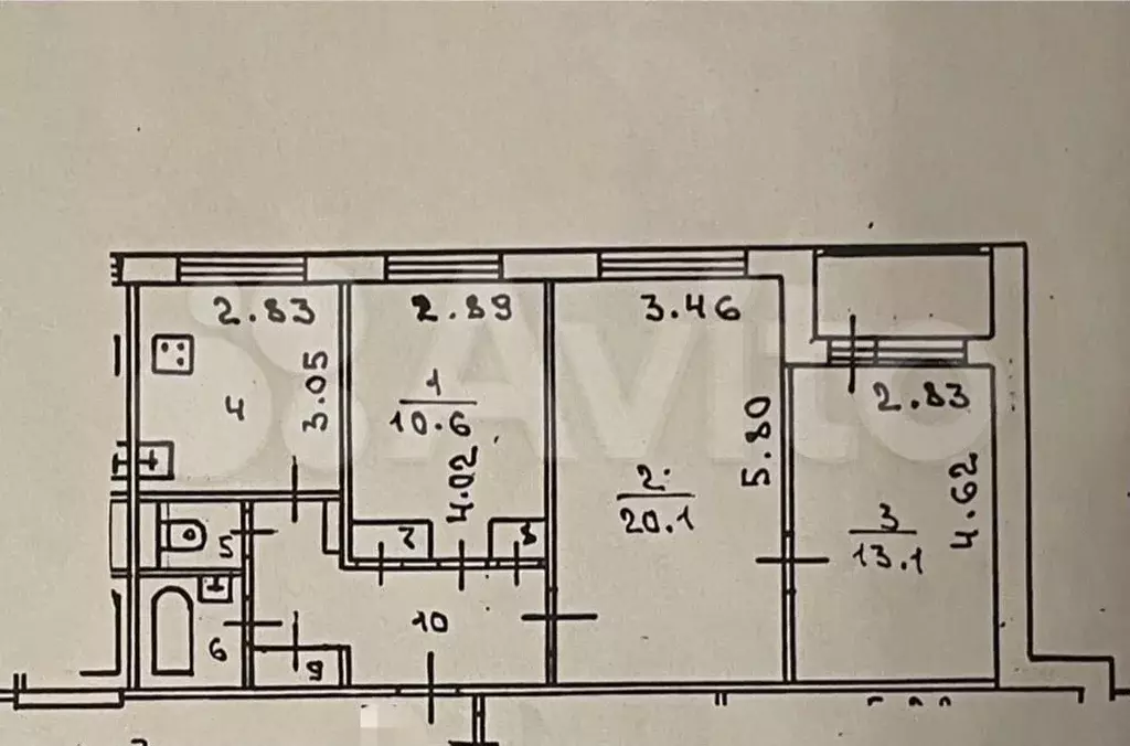 3-к. квартира, 70 м, 6/9 эт. - Фото 0