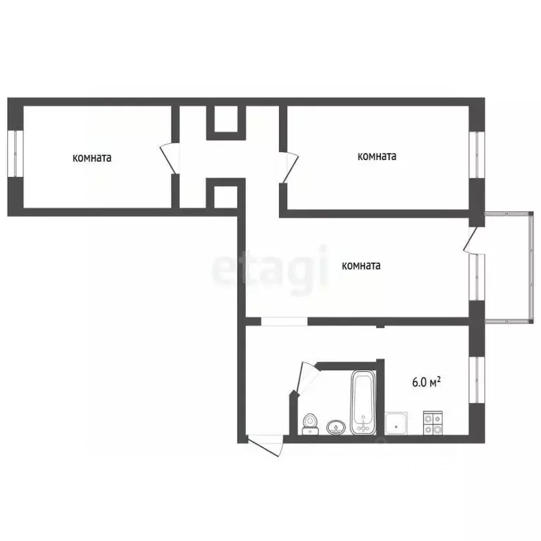 3-к кв. Севастополь просп. Генерала Острякова, 123 (58.0 м) - Фото 1