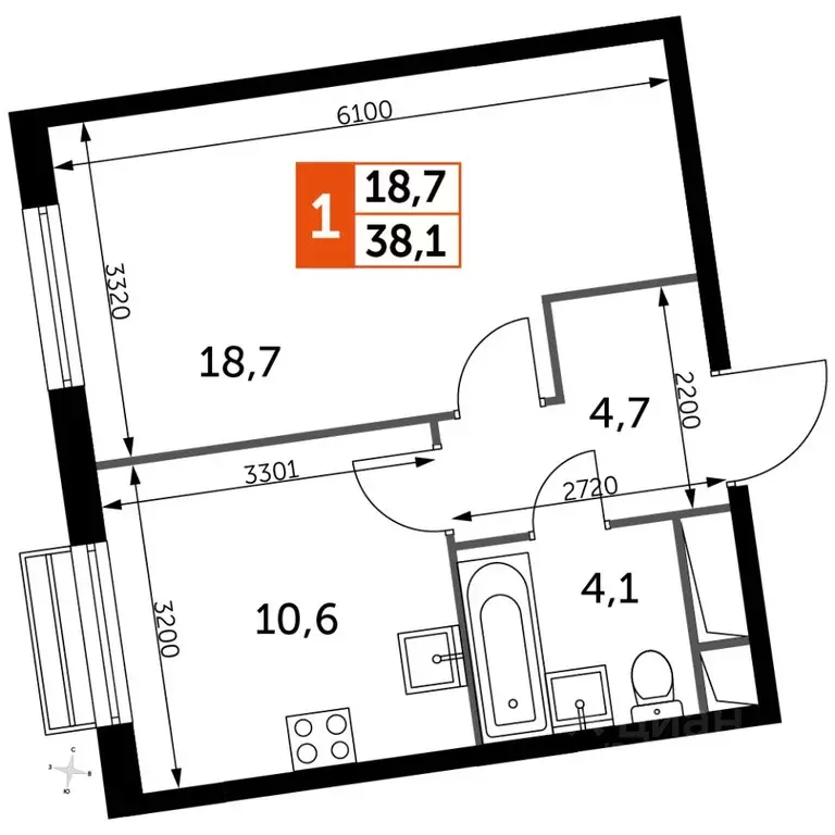 1-к кв. Московская область, Ленинский городской округ, пос. Развилка ... - Фото 1