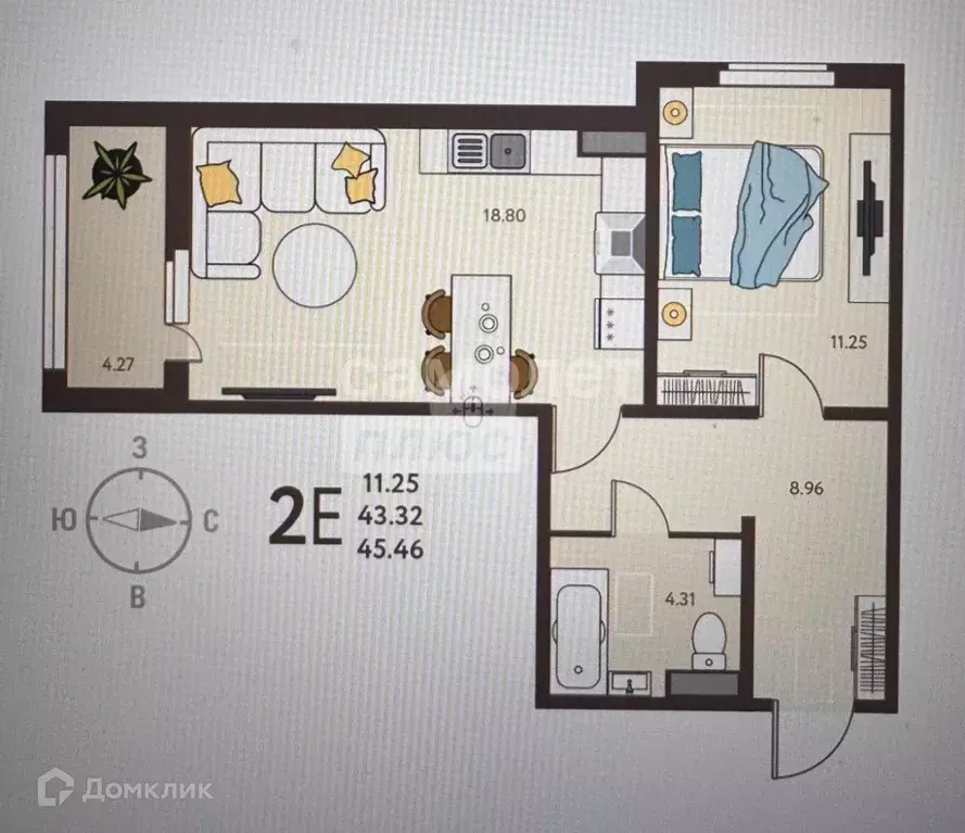 Продаётся 2-к квартира, 45.46 м - Фото 0