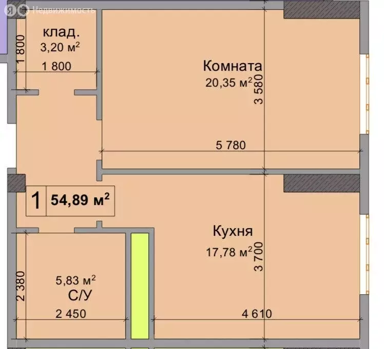 1-комнатная квартира: Нальчик, улица Идарова, 176 (54.89 м) - Фото 0