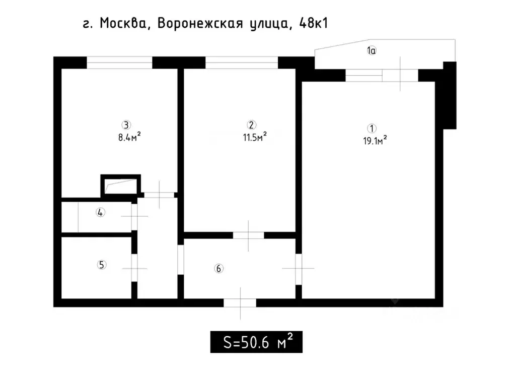 2-к кв. Москва Воронежская ул., 48к1 (50.6 м) - Фото 1