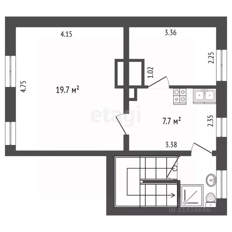 2-к кв. Калининградская область, Гвардейский муниципальный округ, пос. ... - Фото 1