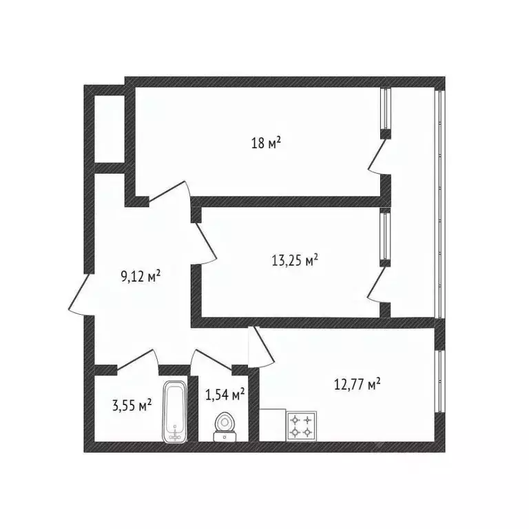 2-к кв. Белгородская область, Белгород ул. Есенина, 15 (61.0 м) - Фото 1