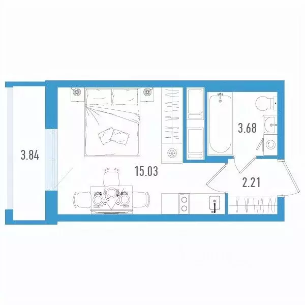 Студия Санкт-Петербург дор. Муринская, 67 (22.07 м) - Фото 0