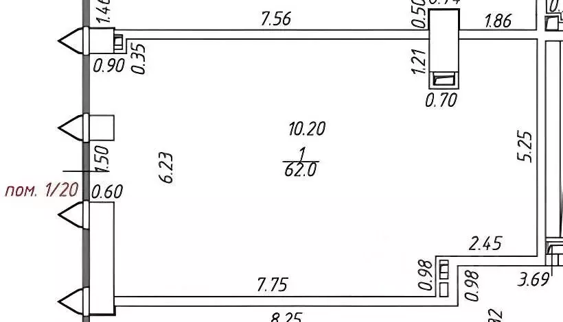 Торговая площадь в Москва Бумажный проезд, 19С3 (62 м) - Фото 1