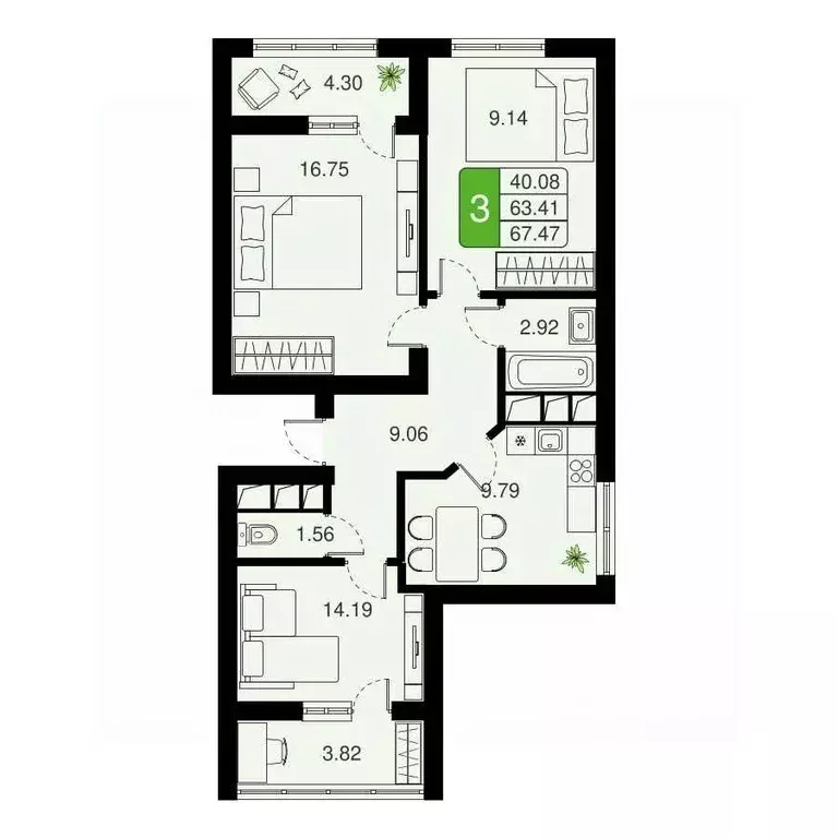 3-к кв. Московская область, Химки Планерная мкр, 11 (67.0 м) - Фото 0