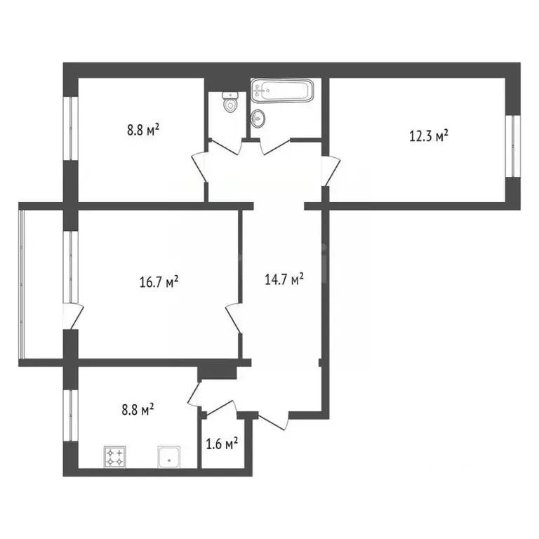 3-к кв. Красноярский край, Красноярск ул. Чернышевского, 106 (66.5 м) - Фото 0