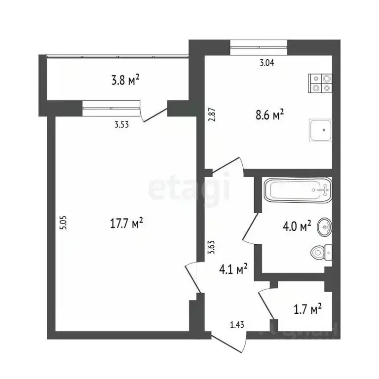 1-к кв. Тюменская область, Тюмень ул. Мельникайте, 125б (36.1 м) - Фото 1