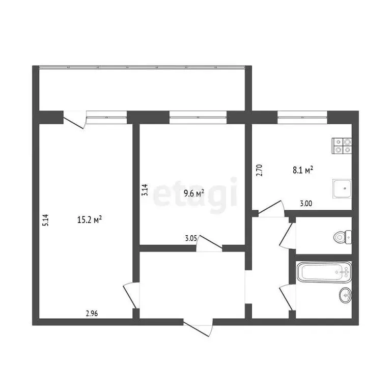 2-комнатная квартира: Тюмень, улица Самарцева, 19В (45 м) - Фото 1