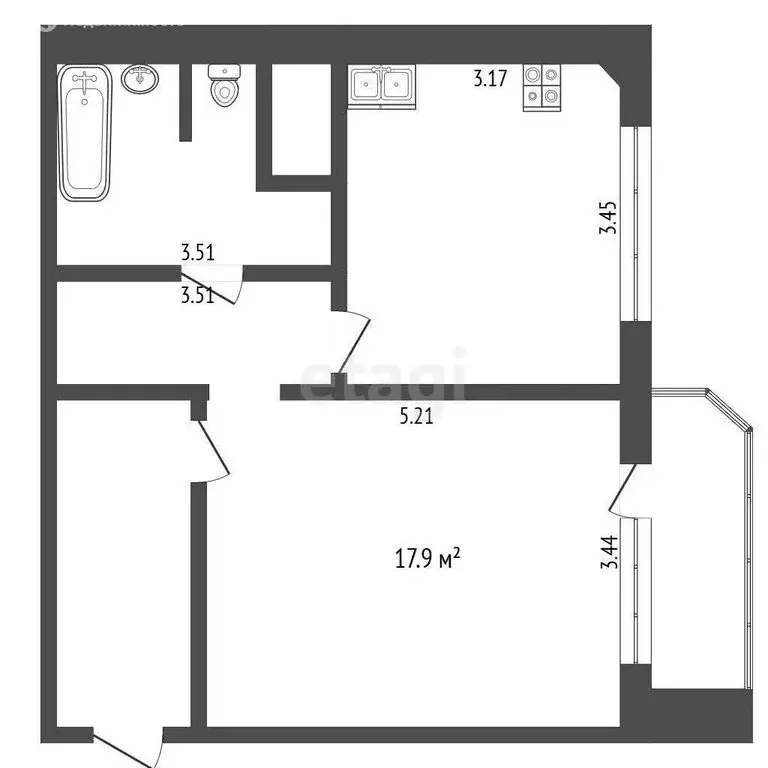 1-комнатная квартира: Тюмень, улица Федюнинского, 54 (47 м) - Фото 1