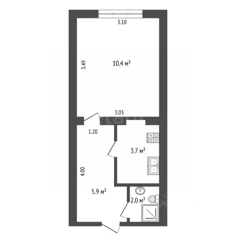 1-к кв. Крым, Ялта ул. Кирова, 57Б (22.0 м) - Фото 1