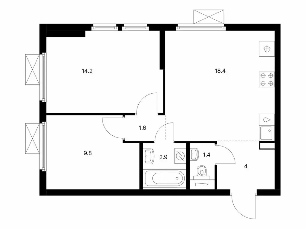 2-комнатная квартира: Мытищи, ЖК Ярославский Квартал, к1.1 (52.3 м) - Фото 0