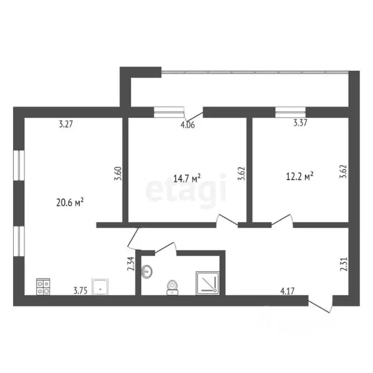 2-к кв. Тюменская область, Тюмень ул. Мельникайте, 129/1 (67.4 м) - Фото 1