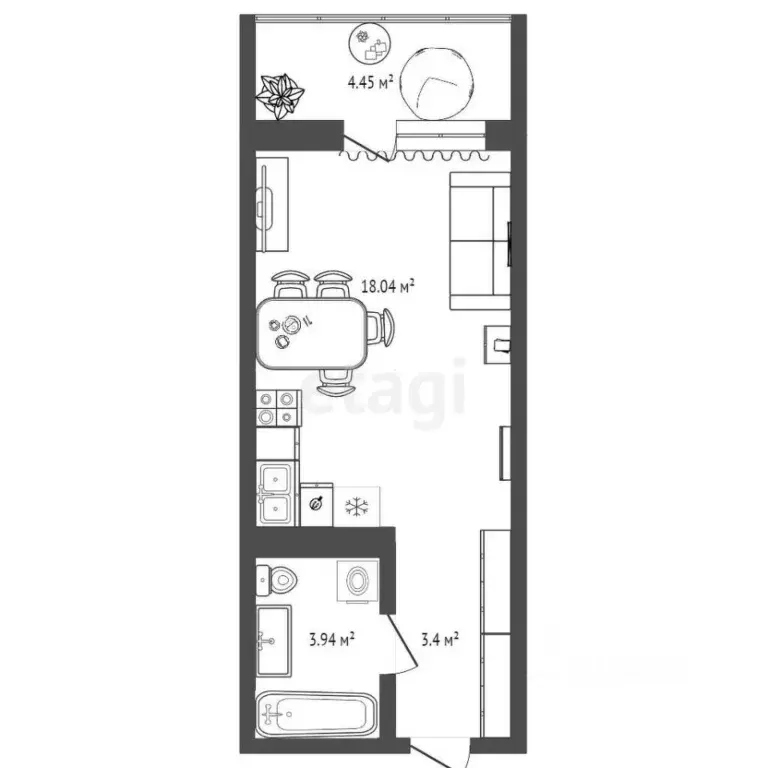 Студия Тюменская область, Тюменский муниципальный округ, д. Дударева ... - Фото 2