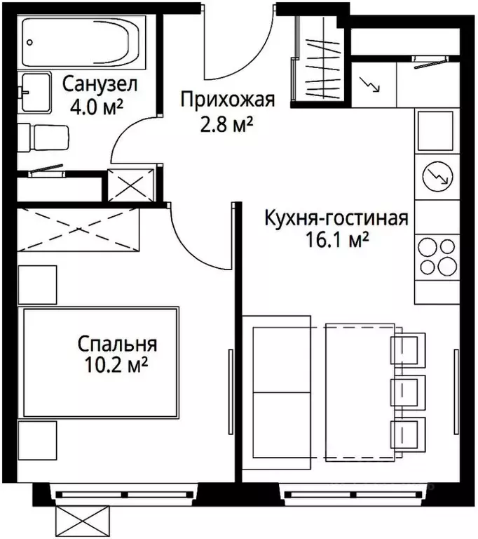 1-к кв. Московская область, Ленинский городской округ, д. Сапроново, ... - Фото 1