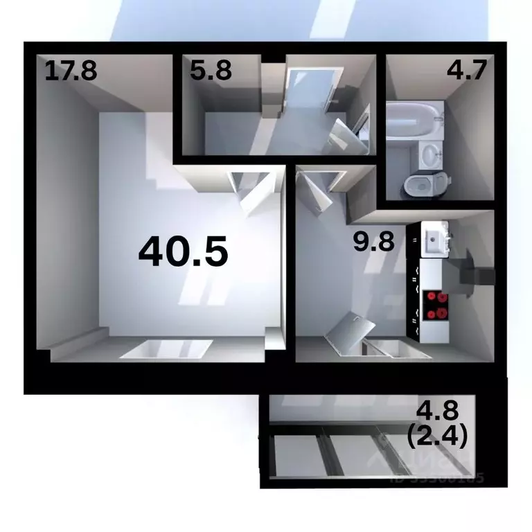 1-к кв. Псковская область, Псков Пароменская ул., 28 (40.5 м) - Фото 1