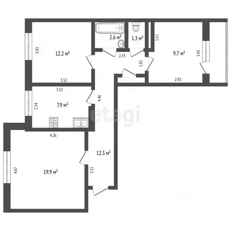 3-к кв. Крым, Ленино пгт ул. Курчатова, 3 (65.9 м) - Фото 2