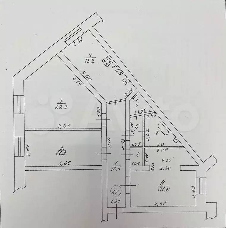 3-к. квартира, 97,5 м, 2/2 эт. - Фото 0