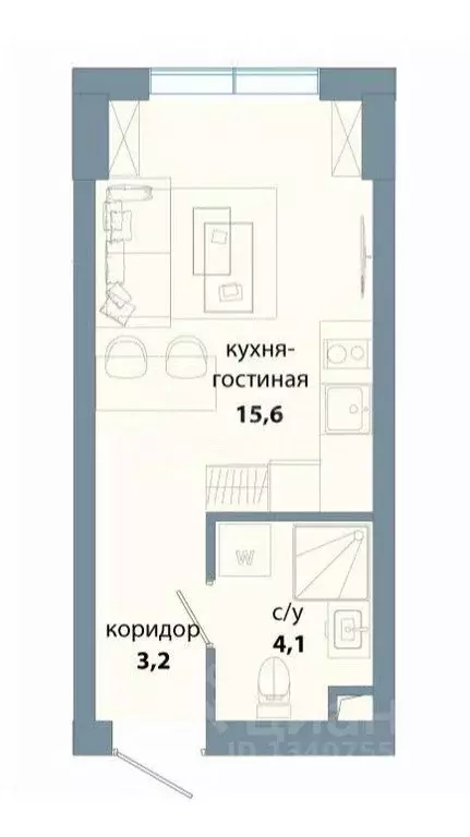 Студия Москва ул. Василия Ланового, 6к3 (22.9 м) - Фото 2