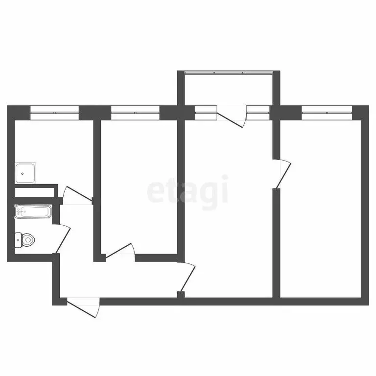 3-комнатная квартира: Томск, улица Лазарева, 4 (57 м) - Фото 1