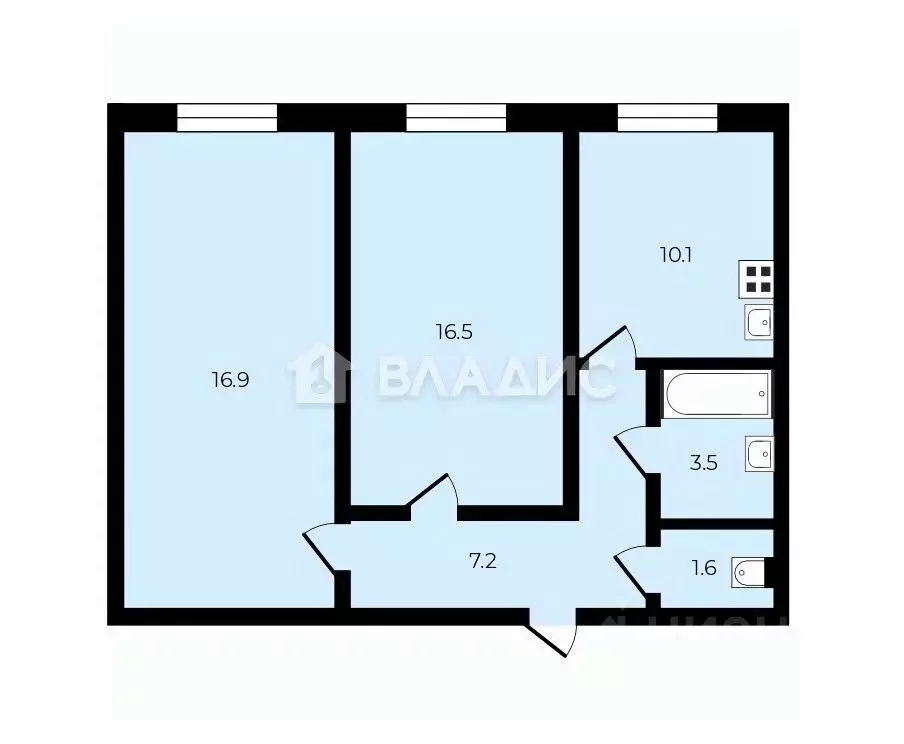 2-к кв. Санкт-Петербург просп. Большевиков, 9К1 (55.8 м) - Фото 2