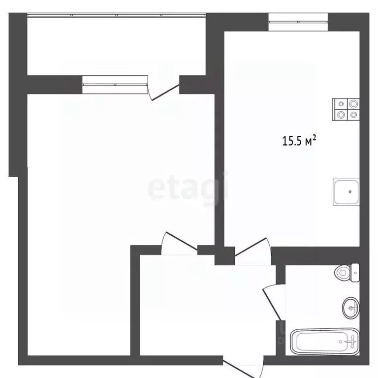 1-к кв. Тюменская область, Тюмень Мельничная ул., 26 (49.1 м) - Фото 2