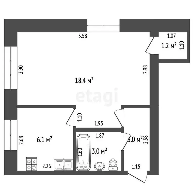 1-комнатная квартира: Стерлитамак, улица Цюрупы, 7 (31.7 м) - Фото 1