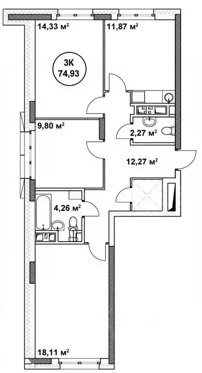 3-к кв. Нижегородская область, Нижний Новгород ул. Родионова (74.93 м) - Фото 0