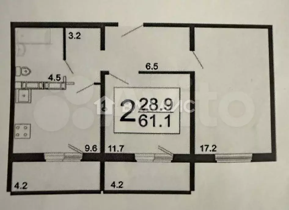 2-к. квартира, 61,1 м, 3/14 эт. - Фото 0
