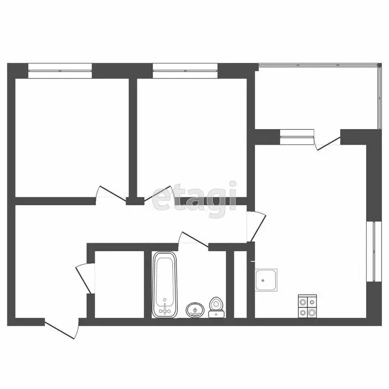2-комнатная квартира: Тюмень, Дамбовская улица, 27к1 (51.5 м) - Фото 1