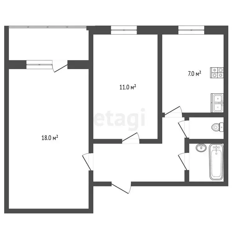 2-комнатная квартира: Тутаев, улица Моторостроителей, 49 (43.3 м) - Фото 1