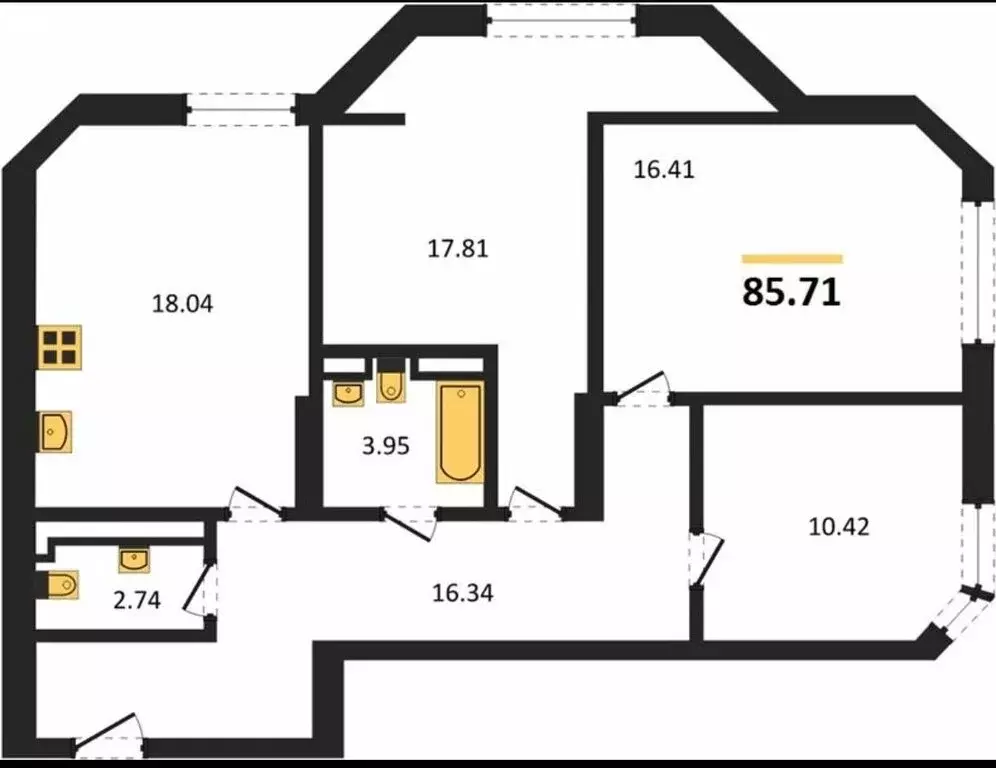 3-комнатная квартира: Самара, проспект Карла Маркса, 231Б (84.3 м) - Фото 1