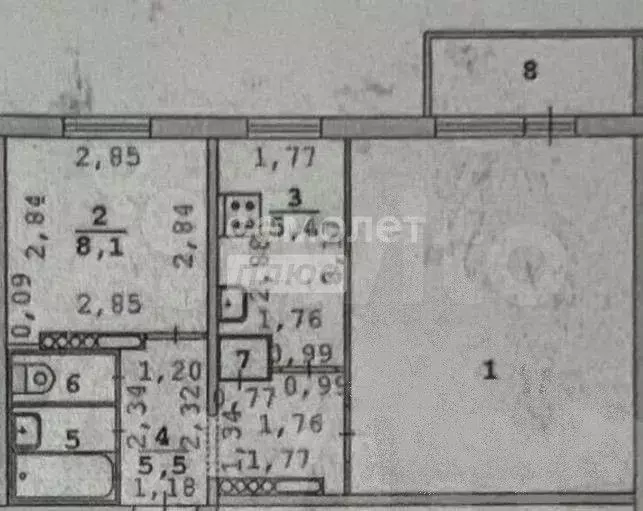 2-к. квартира, 42,9 м, 5/9 эт. - Фото 0