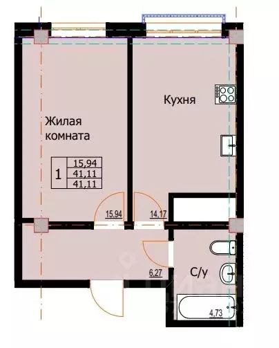 1-к кв. Ставропольский край, Ессентуки  (41.11 м) - Фото 0