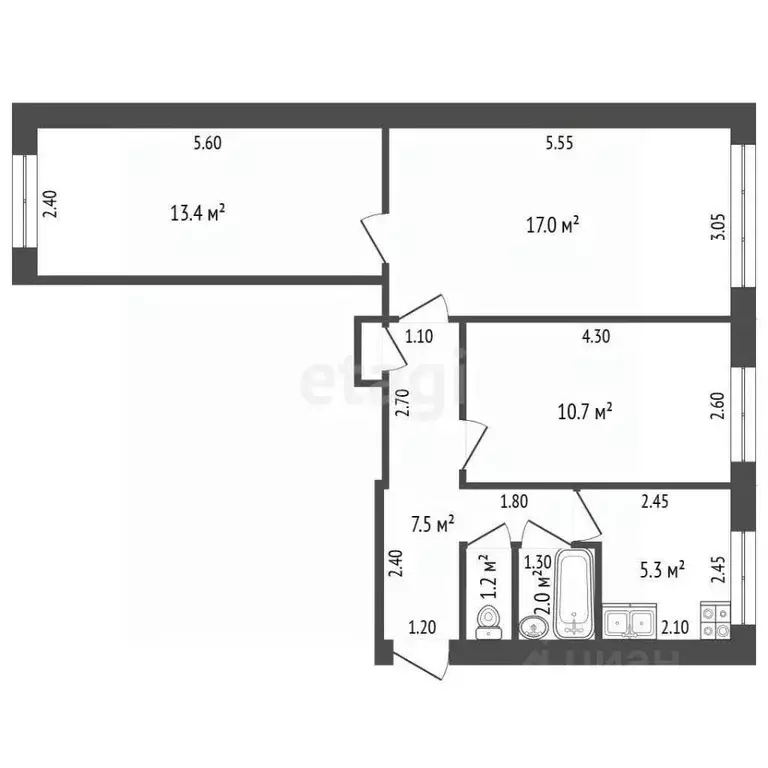 3-к кв. Калужская область, Медынь ул. Митрофанова, 30 (57.5 м) - Фото 2