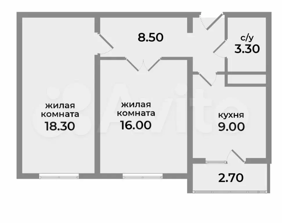 2-к. квартира, 54,2 м, 5/9 эт. - Фото 0