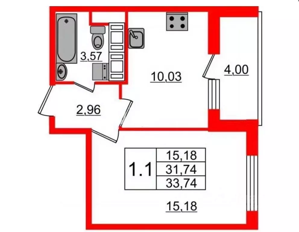 1-к кв. Санкт-Петербург ул. Верхне-Каменская, 7к1 (31.0 м) - Фото 1