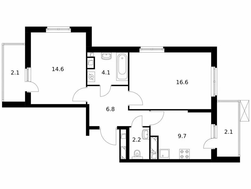 2-комнатная квартира: Москва, ЖК Митинский Лес, к14 (58.2 м) - Фото 1