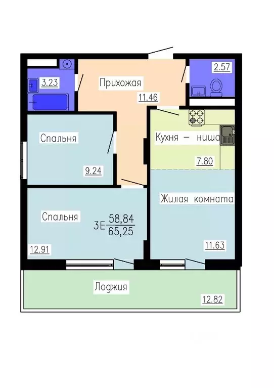 3-к кв. Воронежская область, Воронеж Гвардейский пер., 21 (65.25 м) - Фото 0
