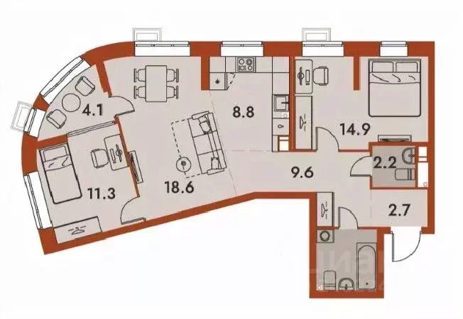 3-к кв. Нижегородская область, Нижний Новгород Ленгородок мкр, Первый ... - Фото 0