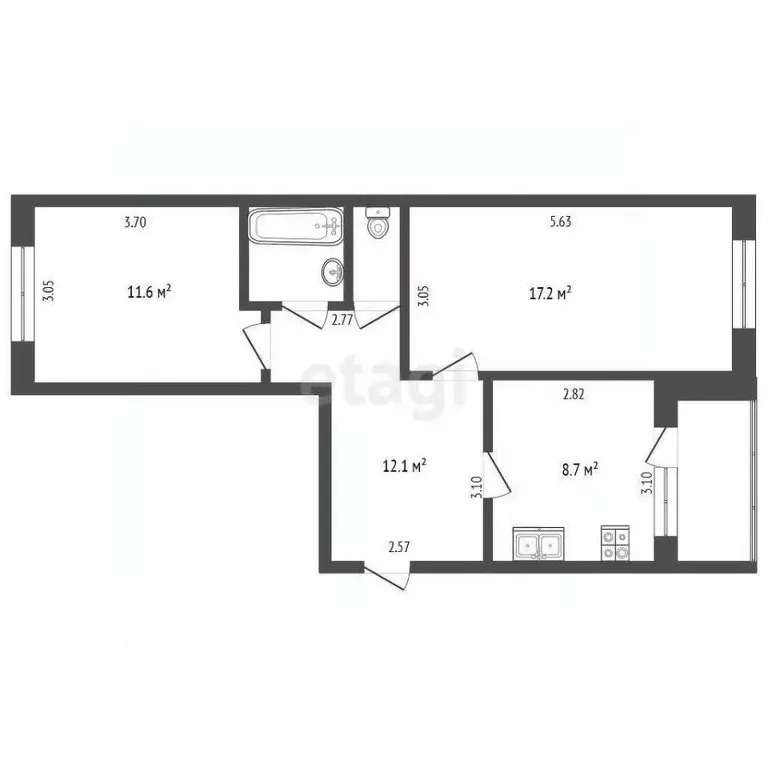 2-к кв. Ямало-Ненецкий АО, Новый Уренгой Лимбяяха мкр, Приозерный мкр, ... - Фото 1